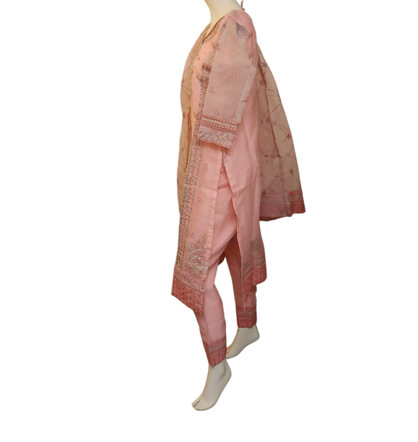 Peach Organza Salwar Kameez