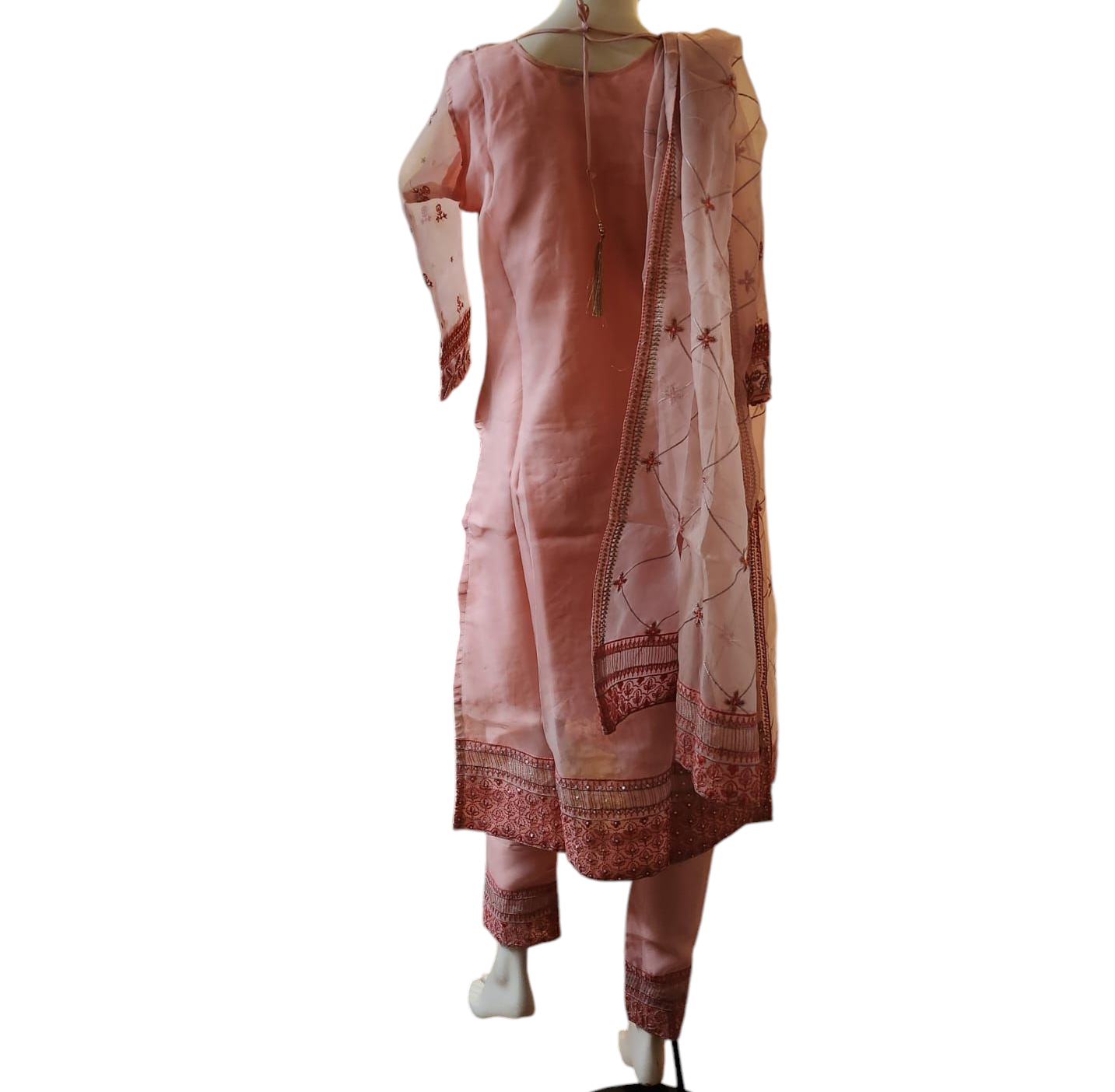 Peach Organza Salwar Kameez