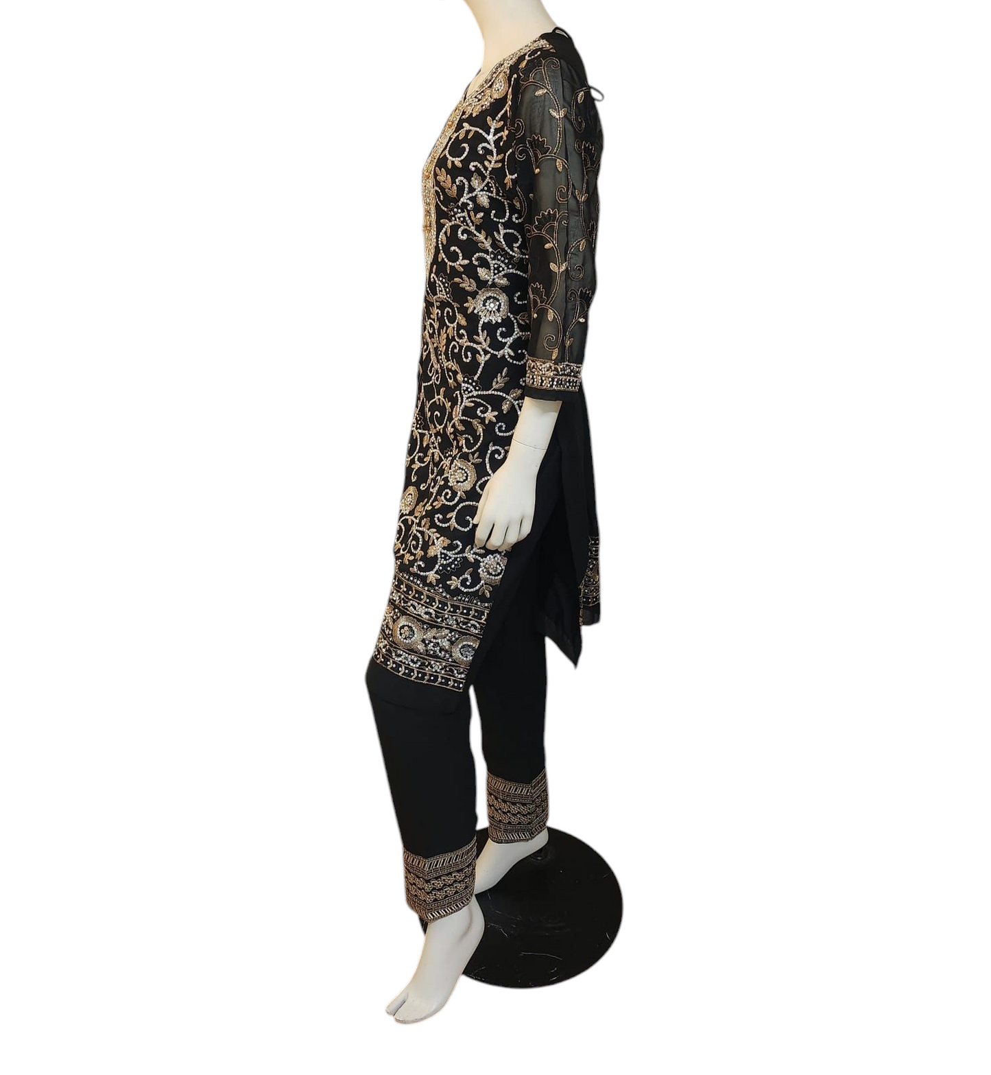 Black With Gold & Silver Salwar Kameez