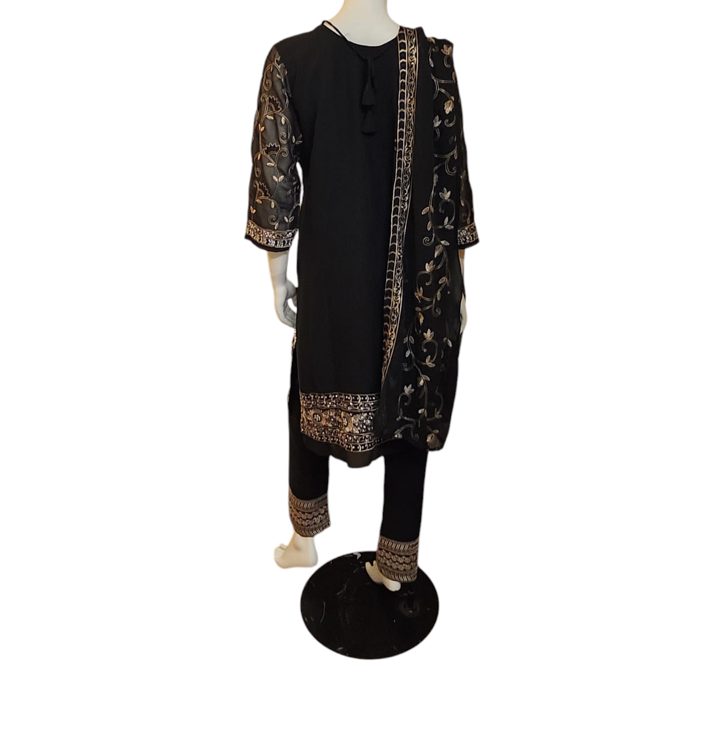 Black With Gold & Silver Salwar Kameez