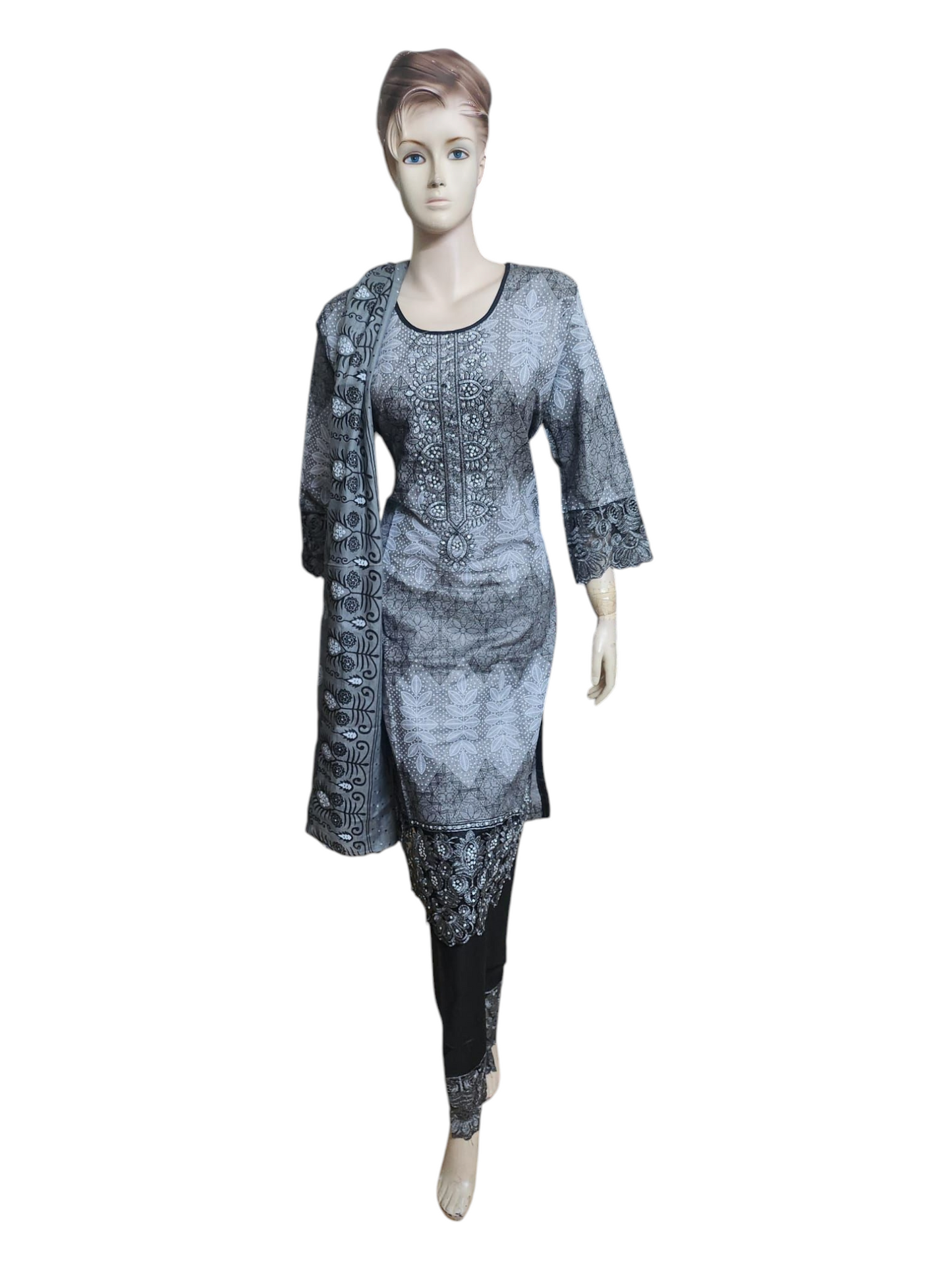 Grey & Black Salwar Kameez