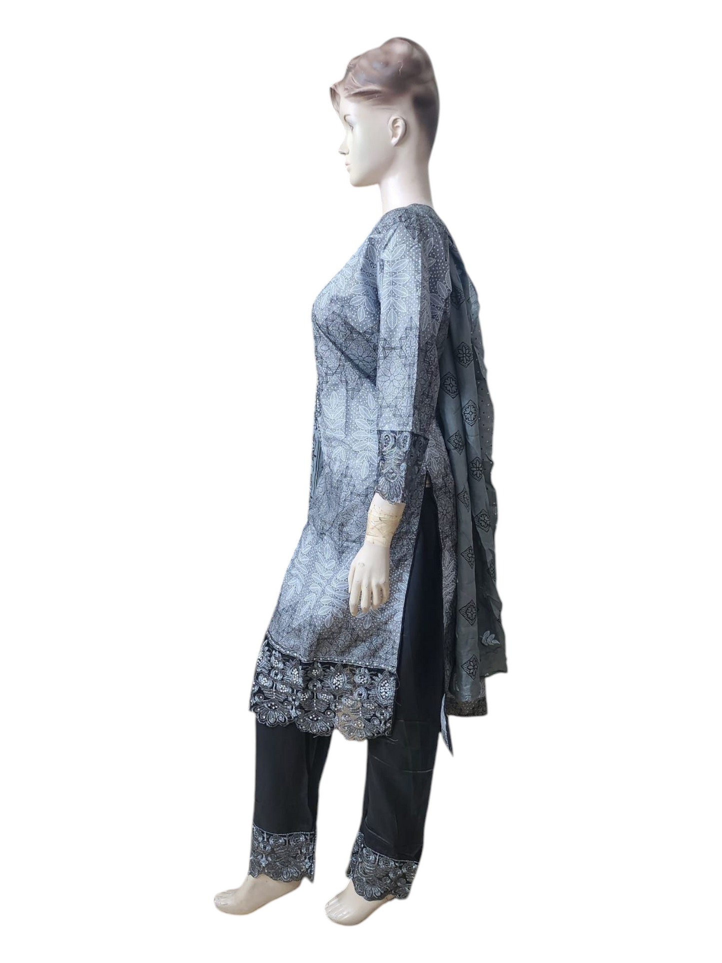 Grey & Black Salwar Kameez