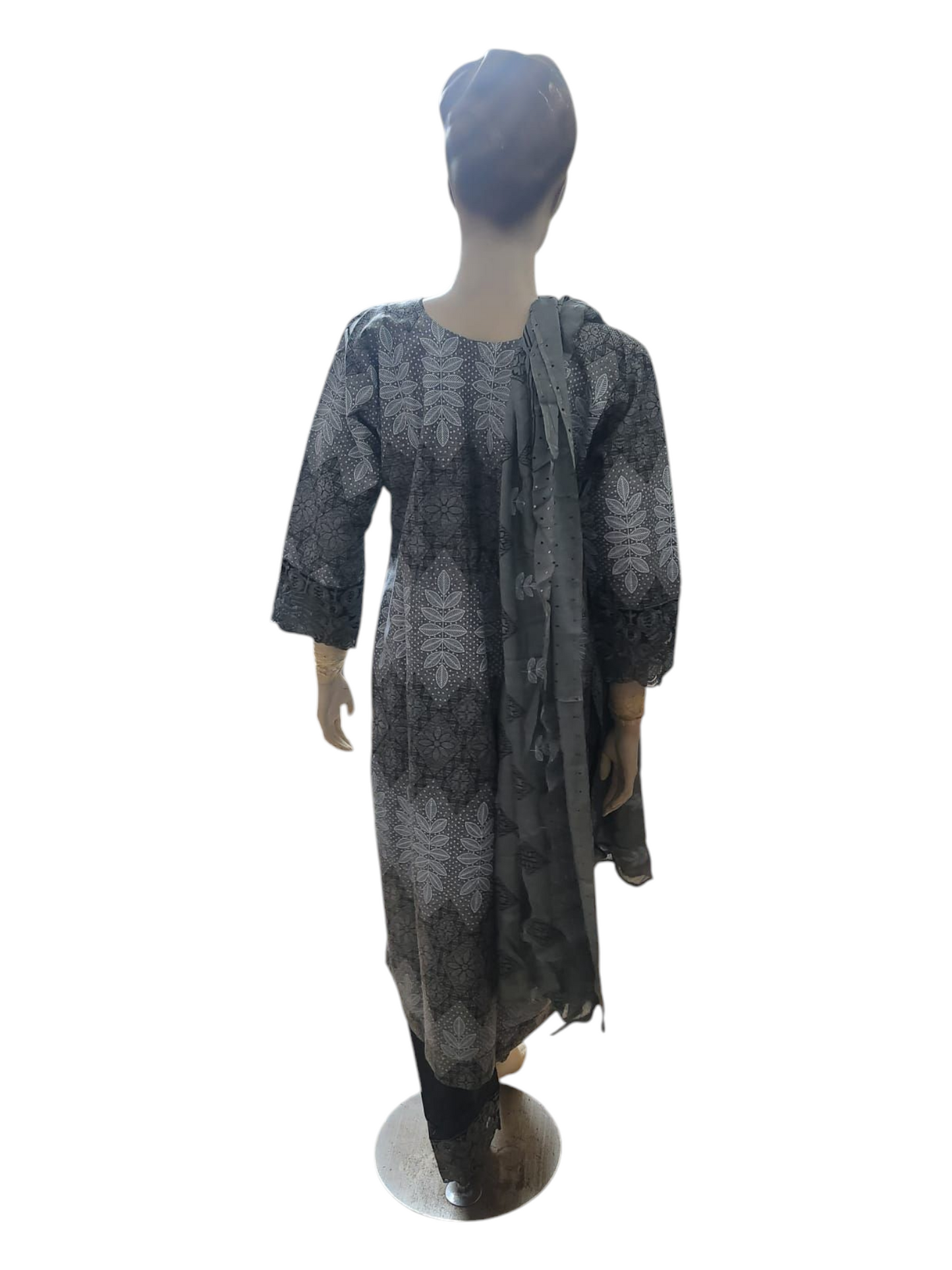 Grey & Black Salwar Kameez