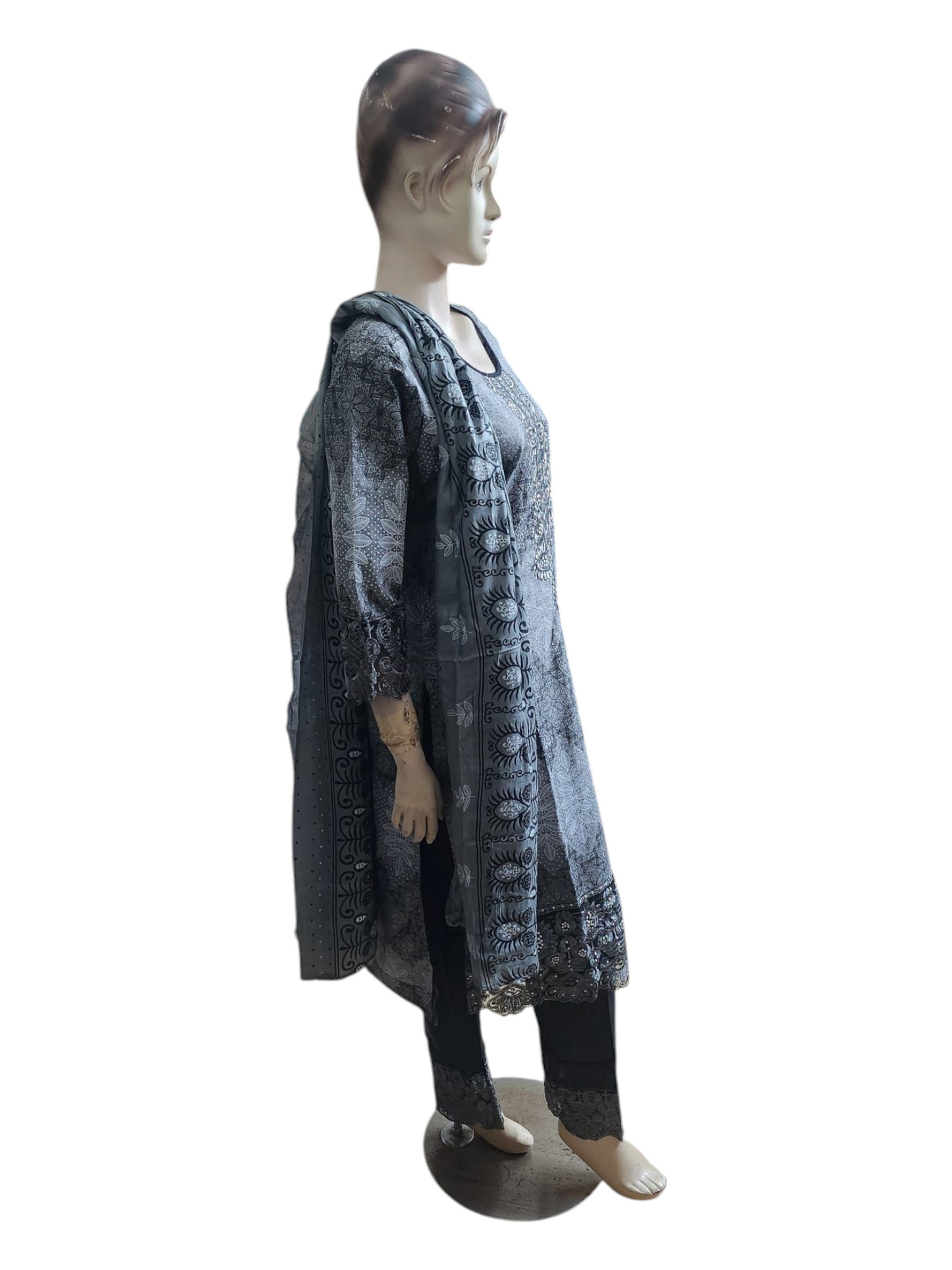 Grey & Black Salwar Kameez