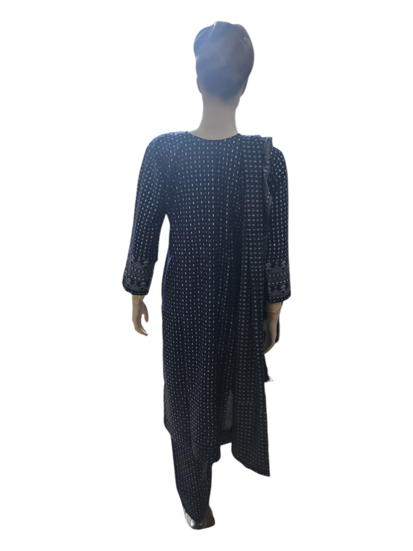 Navy & White Salwar Kameez