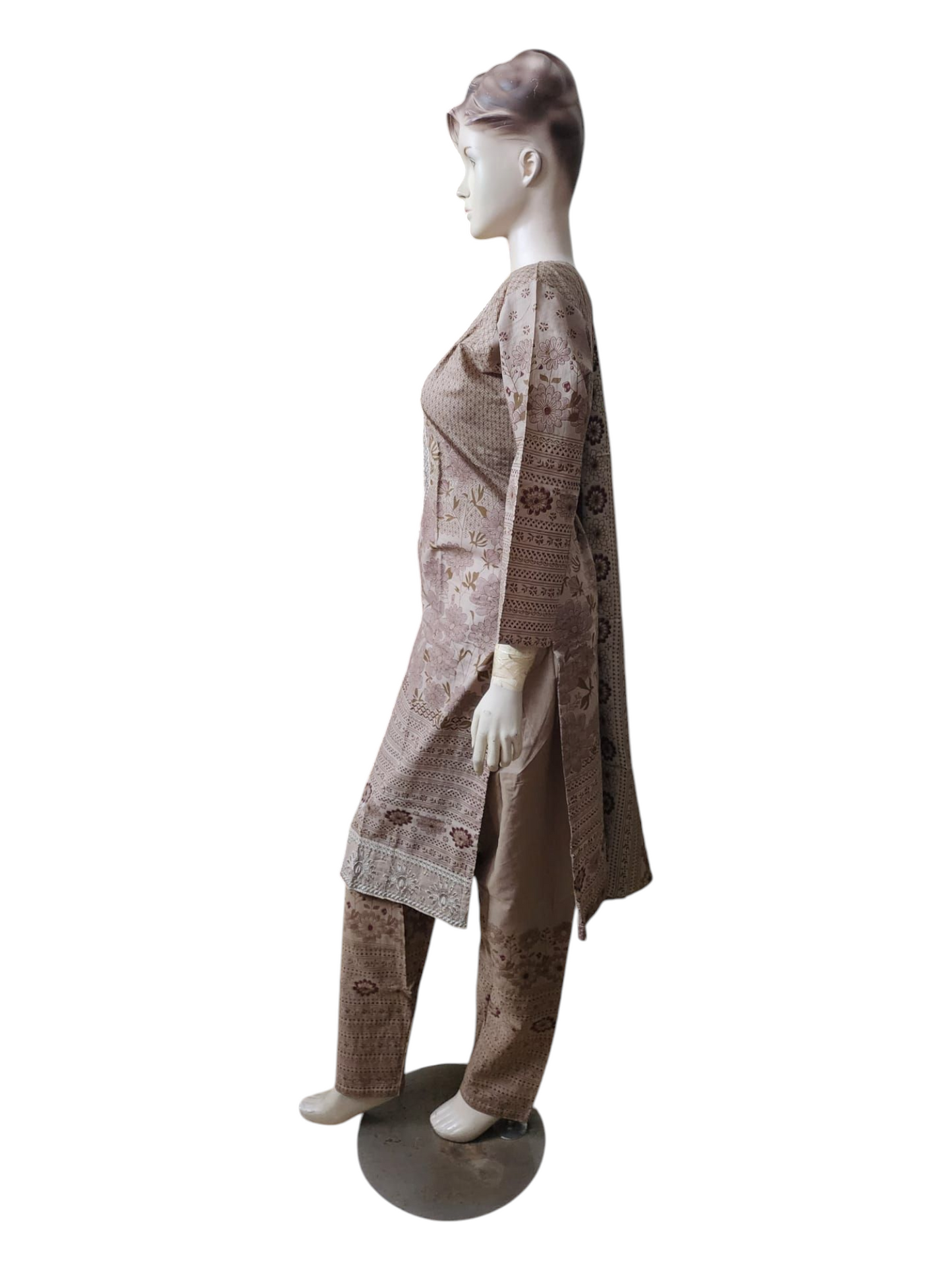 Beige & Brown Salwar Kameez