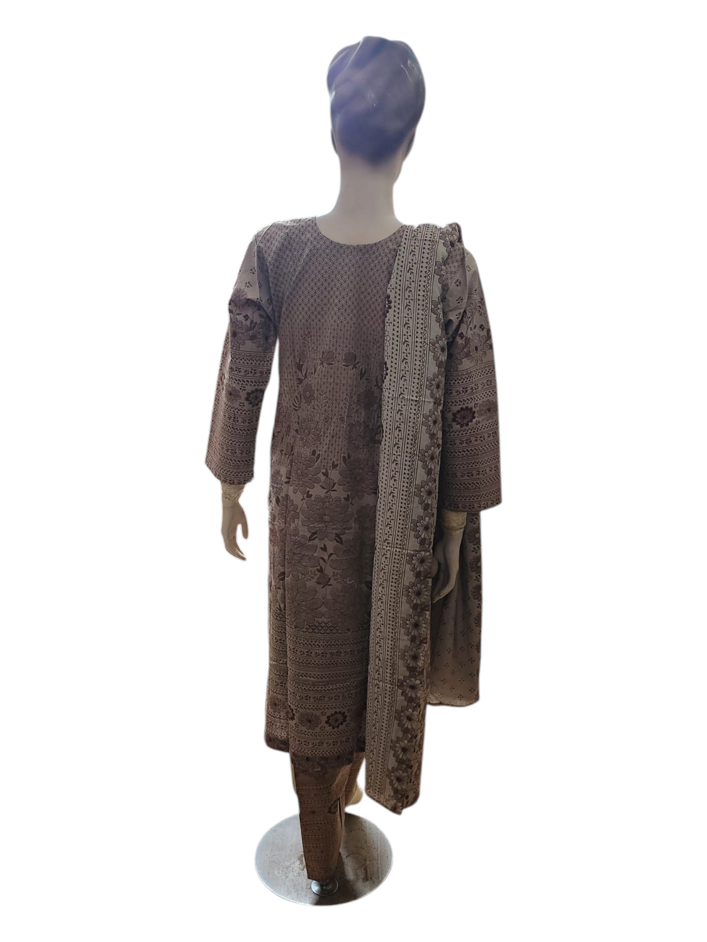 Beige & Brown Salwar Kameez