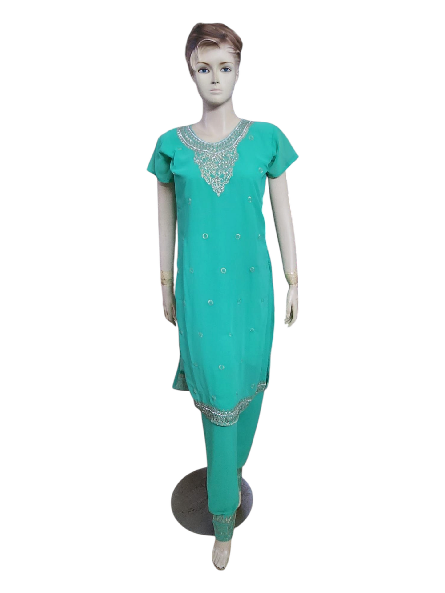 Tropical Green Salwar Kameez With Overcoat