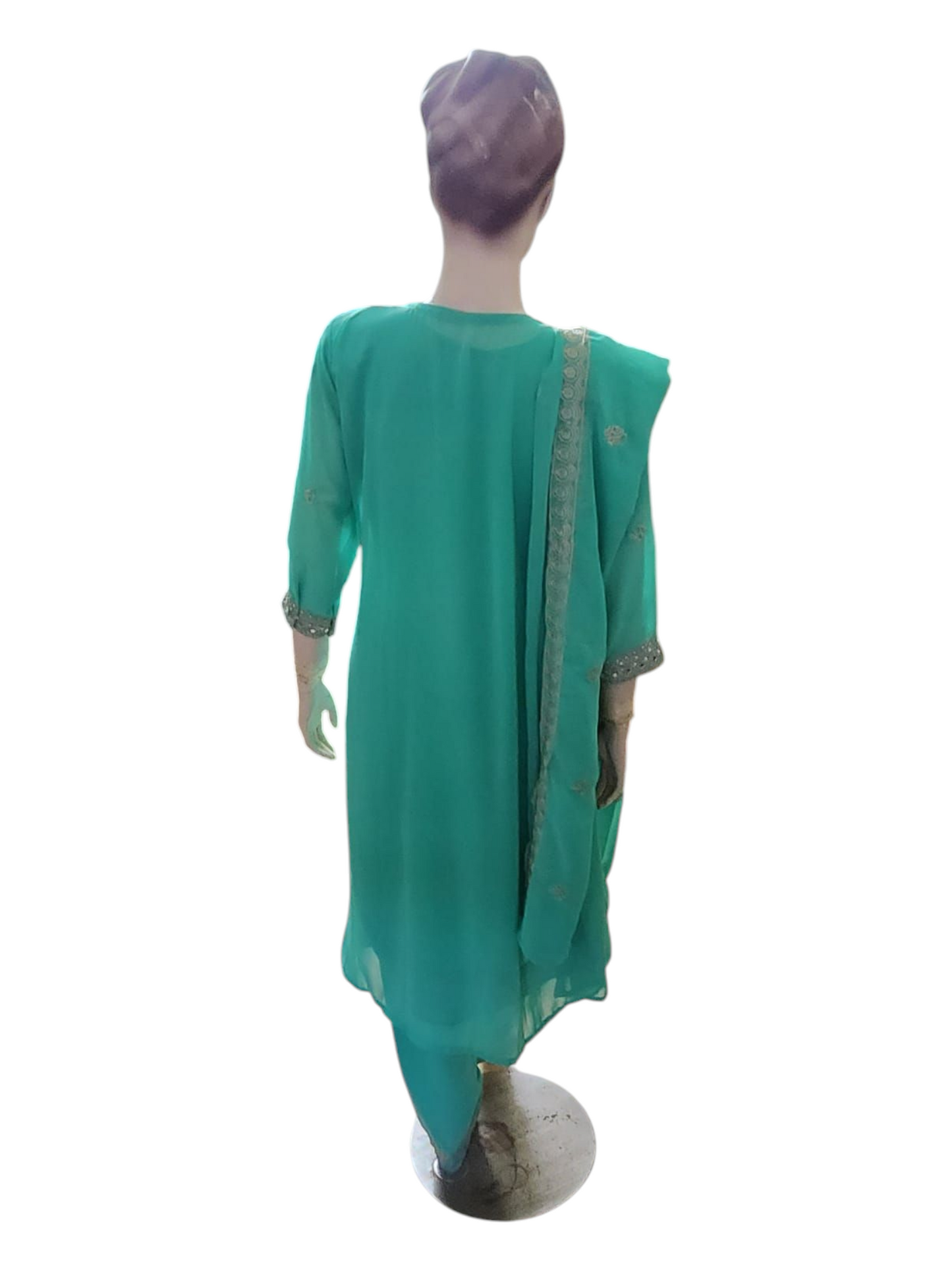 Tropical Green Salwar Kameez With Overcoat