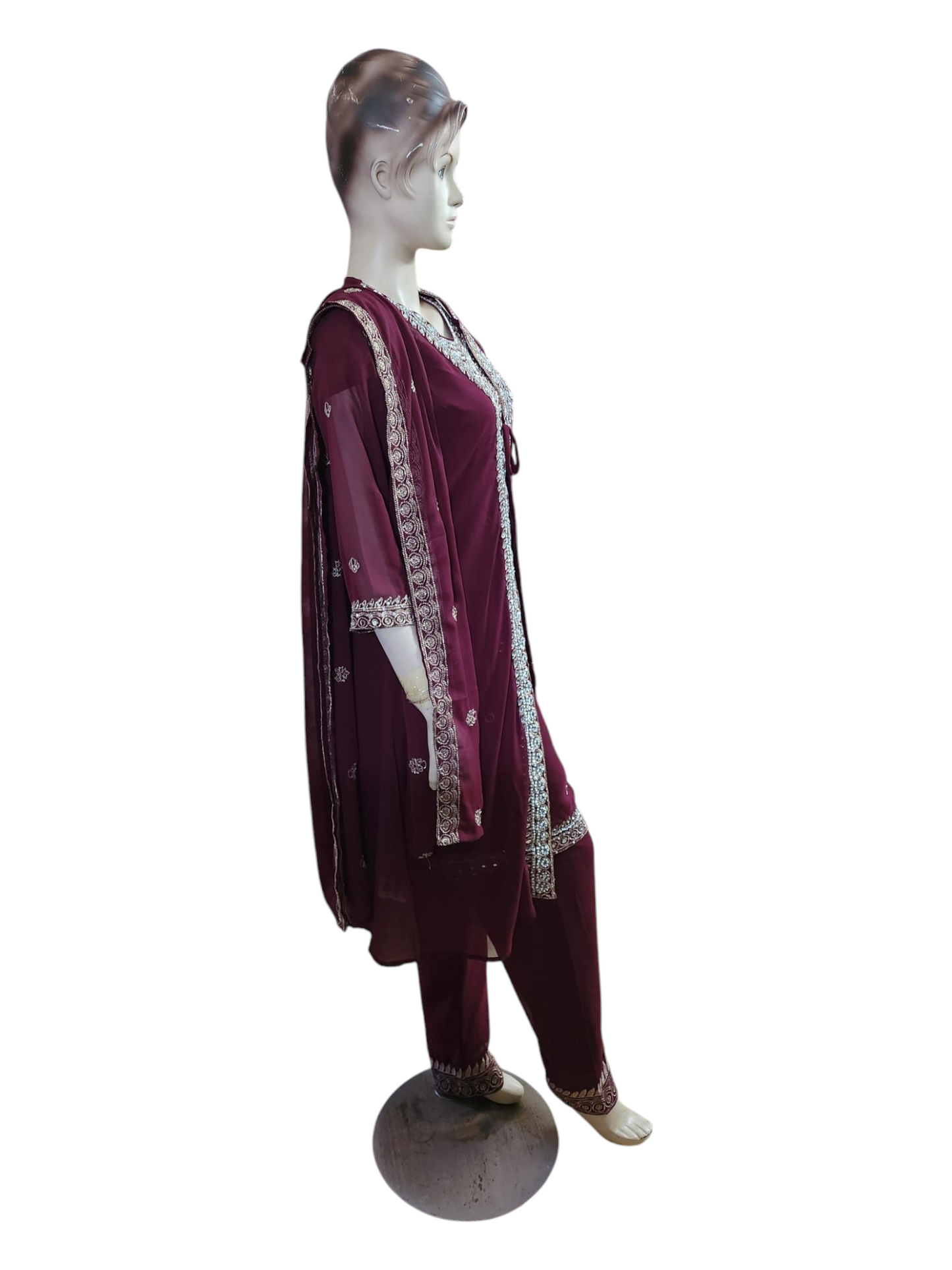 Maroon Salwar Kameez With Overcoat