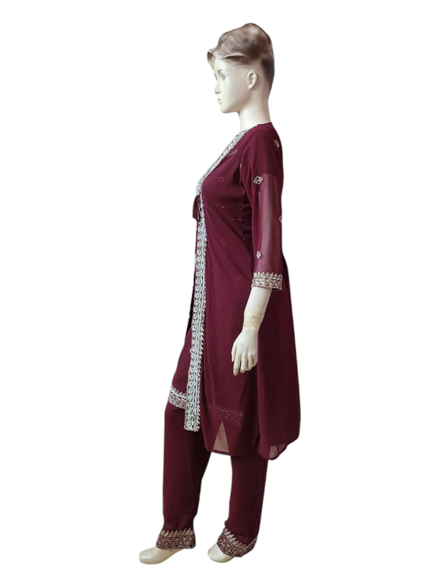 Maroon Salwar Kameez With Overcoat