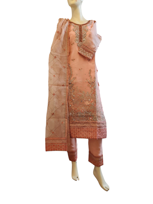Peach Organza Salwar Kameez