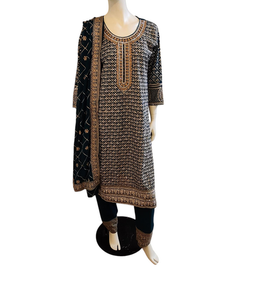Winter Green All Over Stone Work Salwar Kameez