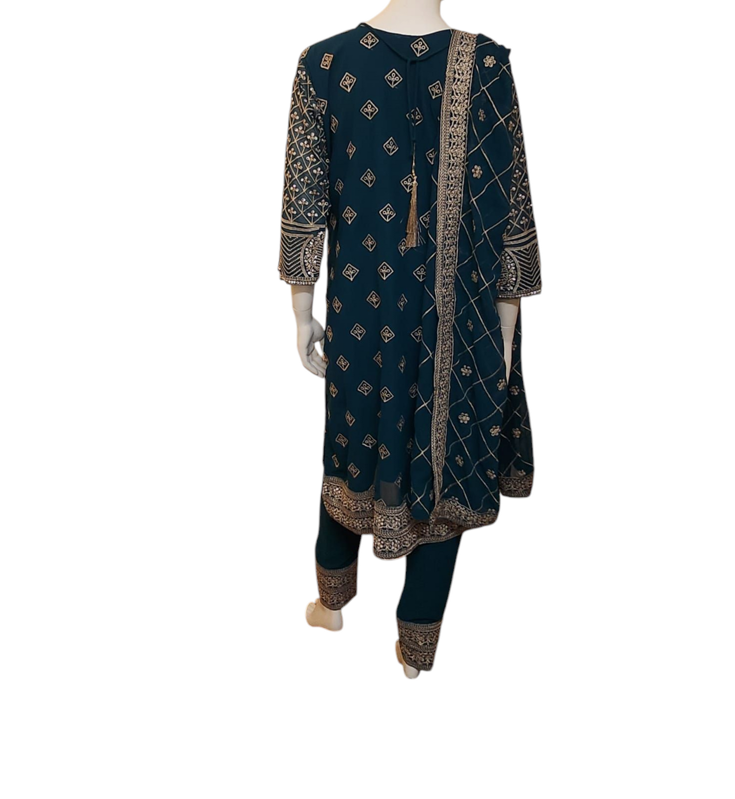 Winter Green All Over Stone Work Salwar Kameez