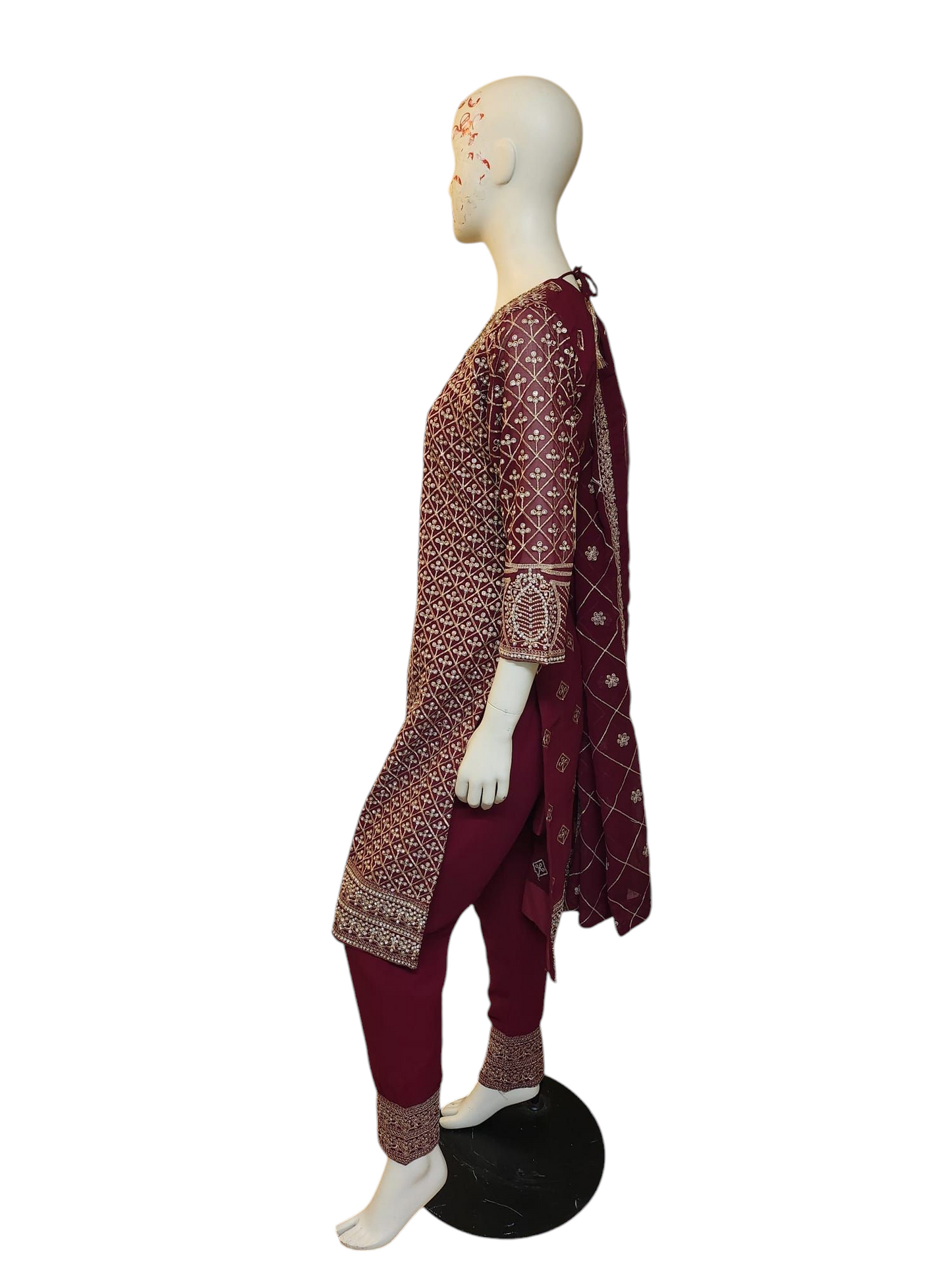 Royal Red All Over Stone Work Salwar Kameez