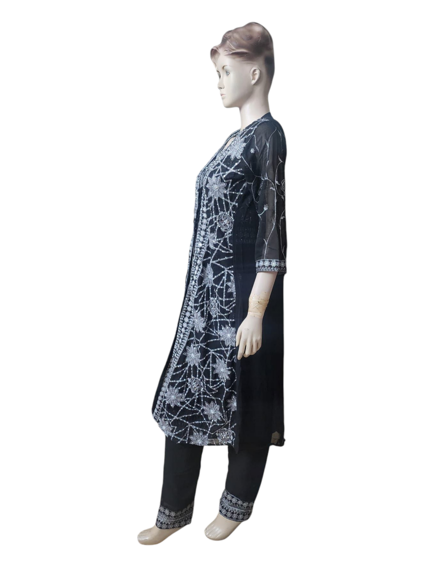 Black & Silver Suit With Overcoat