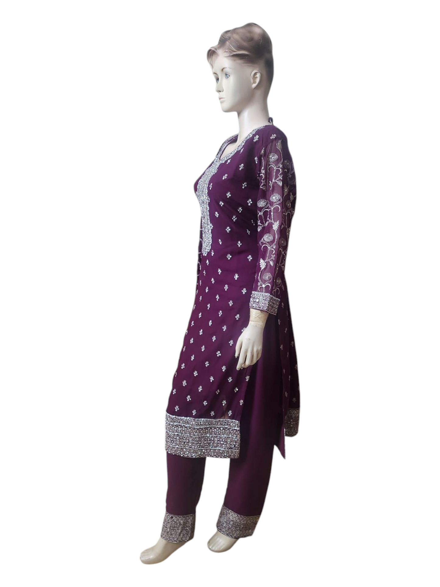 Plum Purple With Silver Salwar Kameez