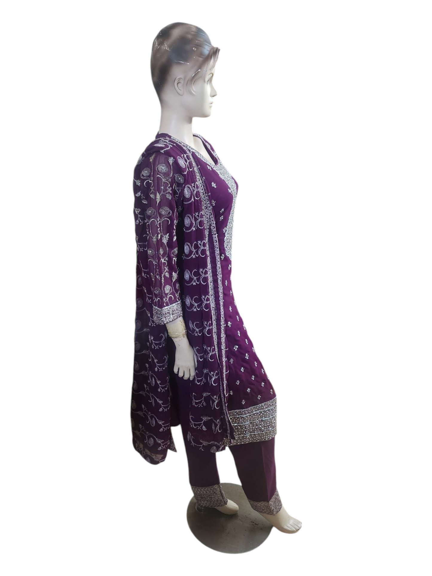 Plum Purple With Silver Salwar Kameez