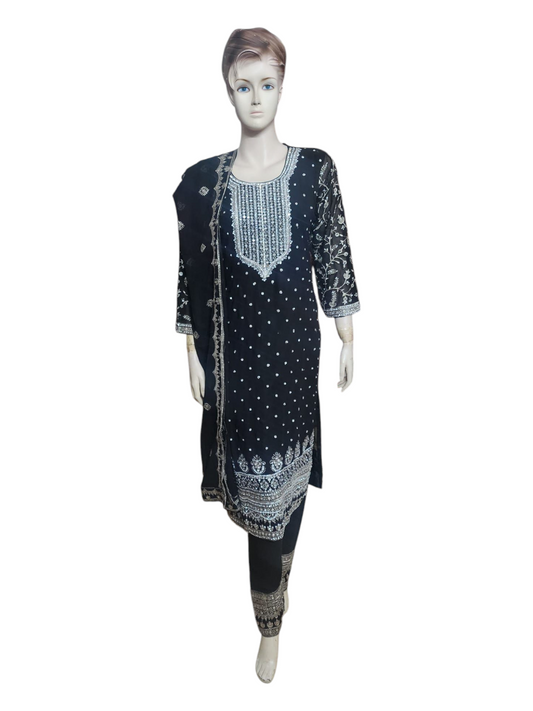 Dark Green & Silver Salwar Kameez