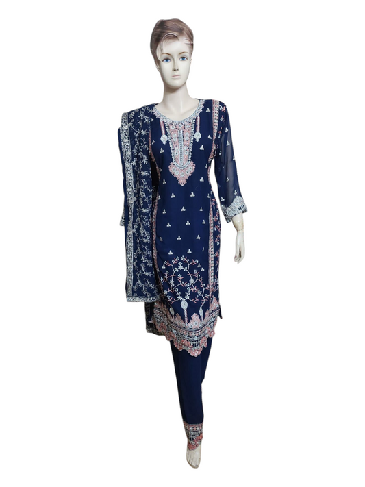 Navy With Pink Salwar Kameez