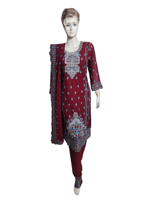 Red & Blue Salwar Kameez