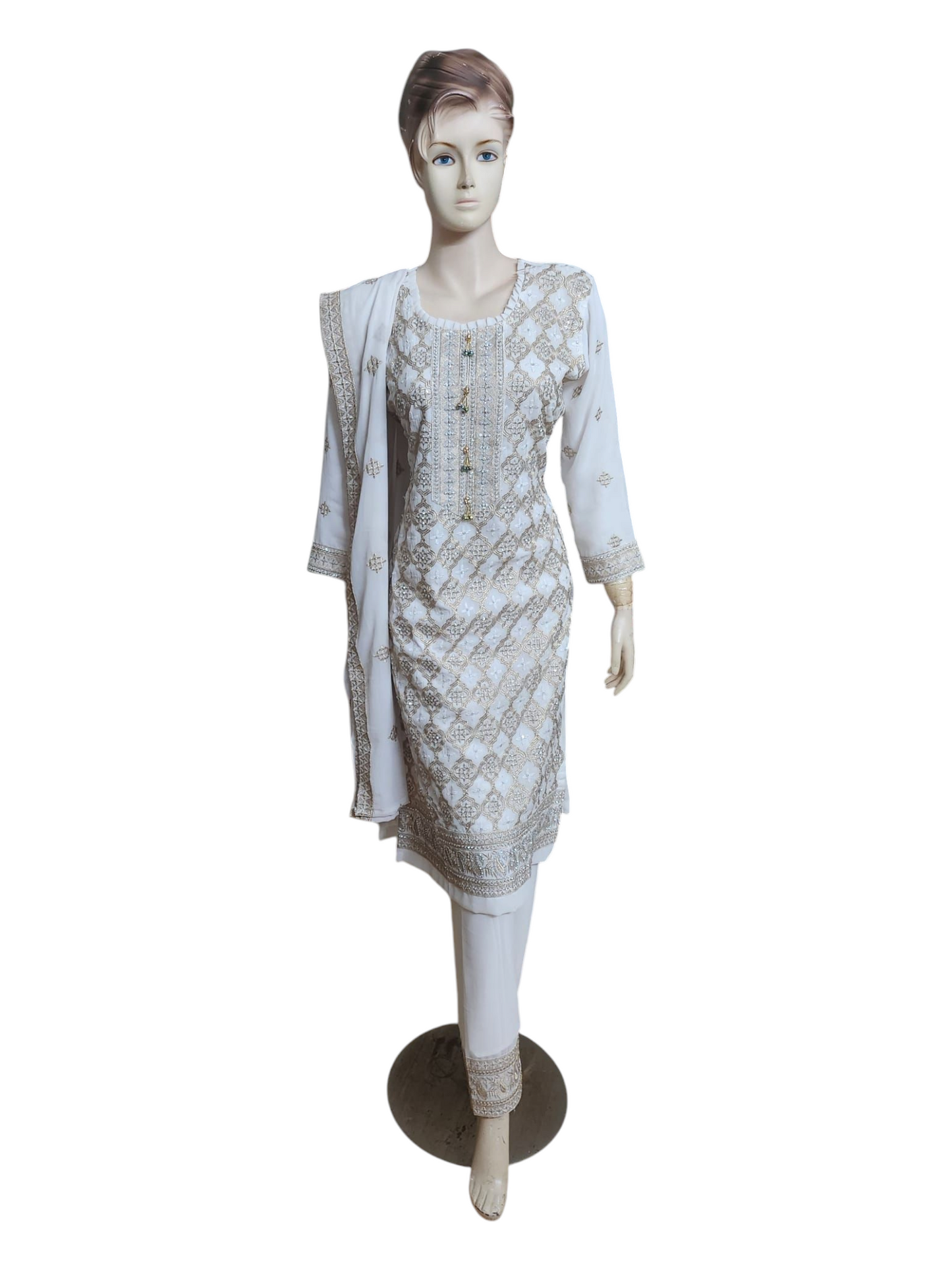 White & Gold Salwar Kameez