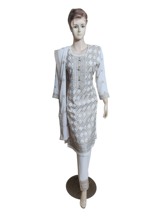 White & Gold Salwar Kameez