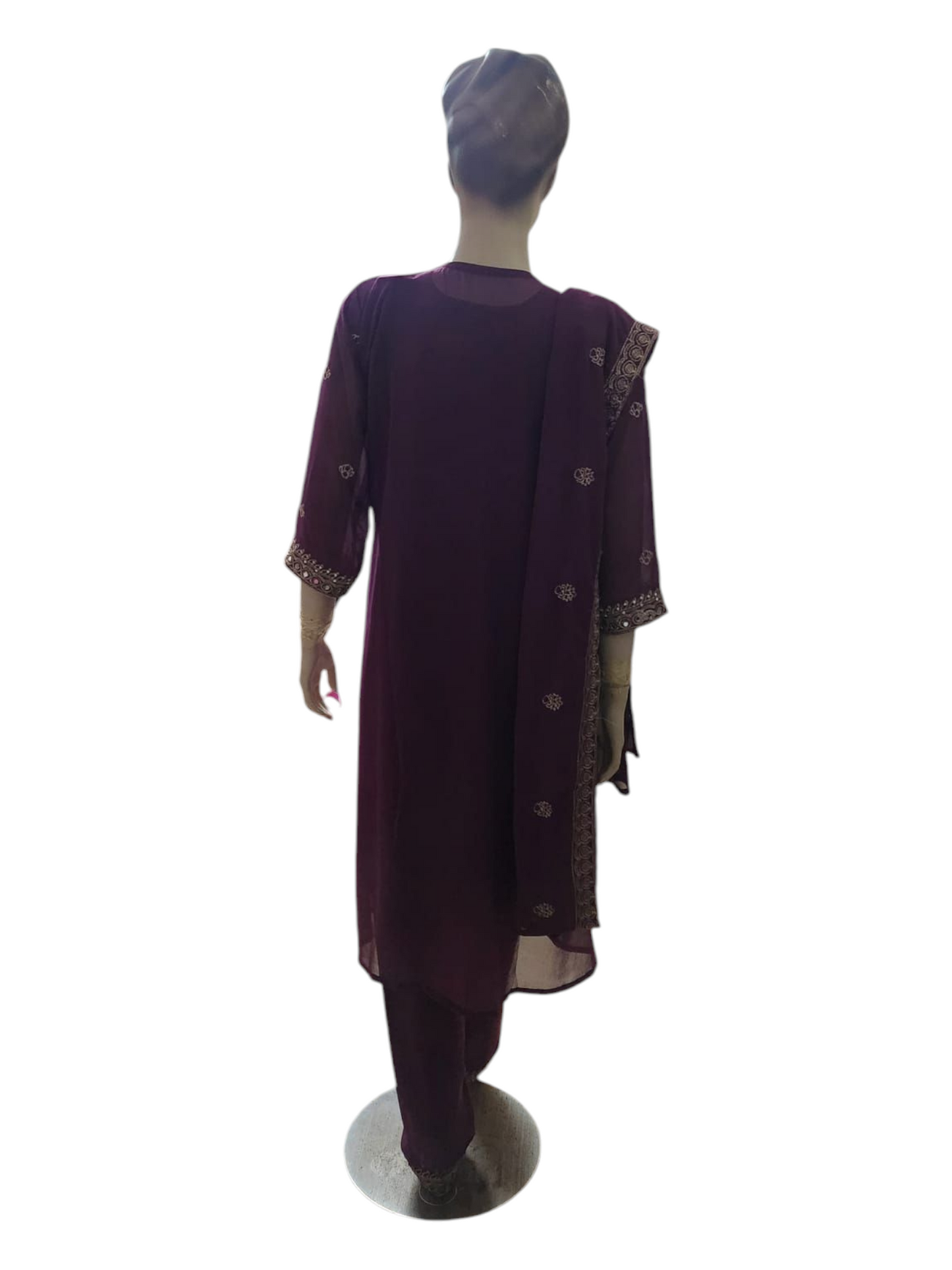 Plum Purple Salwar Kameez With Overcoat
