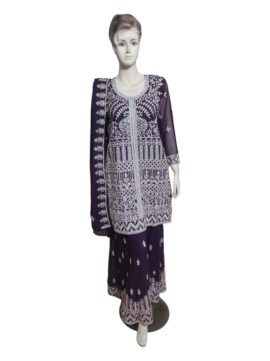 Aubergine Purple Palazzo Suit