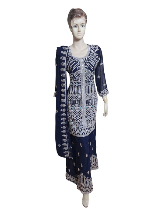 Midnight Navy Palazzo Suit
