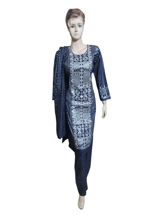 Navy & White Salwar Kameez