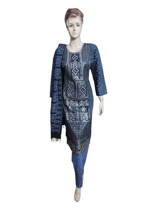 Blue & Black Salwar Kameez