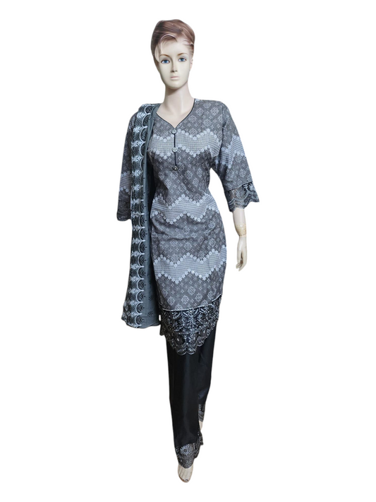 Black, Grey and White Salwar Kameez