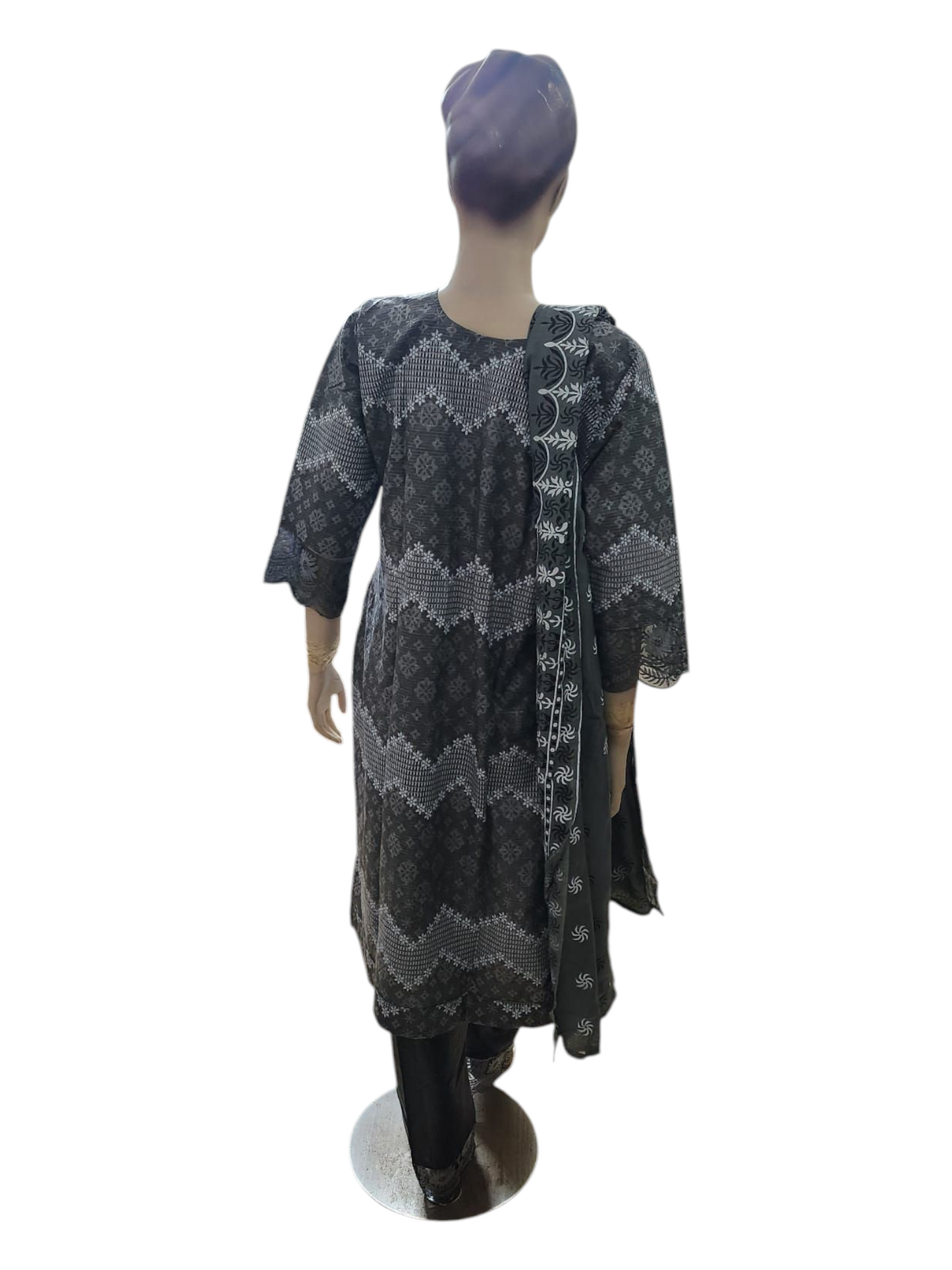 Black, Grey and White Salwar Kameez