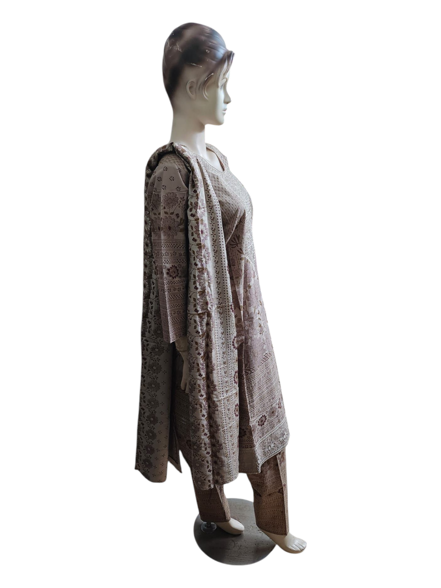 Beige & Brown Salwar Kameez