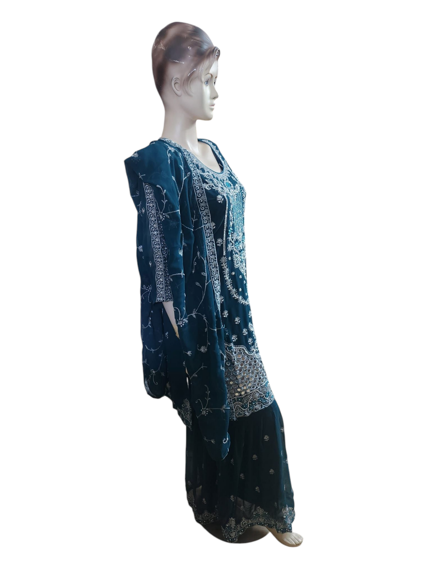 Teal Blue Sharara Suit