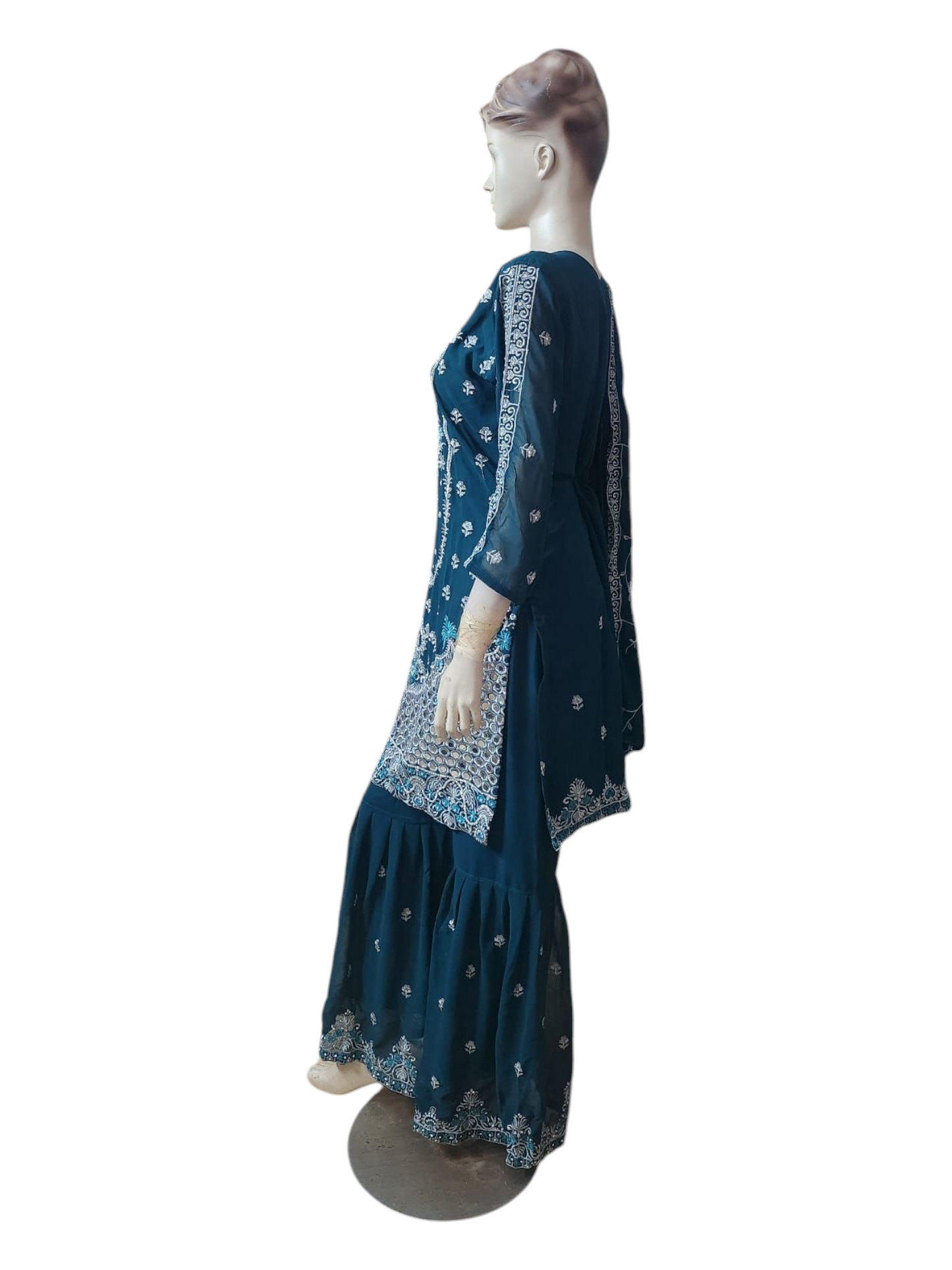 Teal Blue Sharara Suit