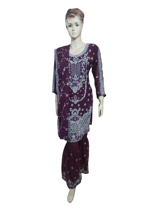 Aubergine Purple Sharara Suit