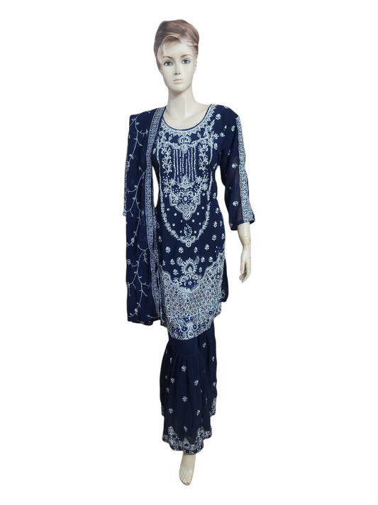 Marine Navy Sharara Suit